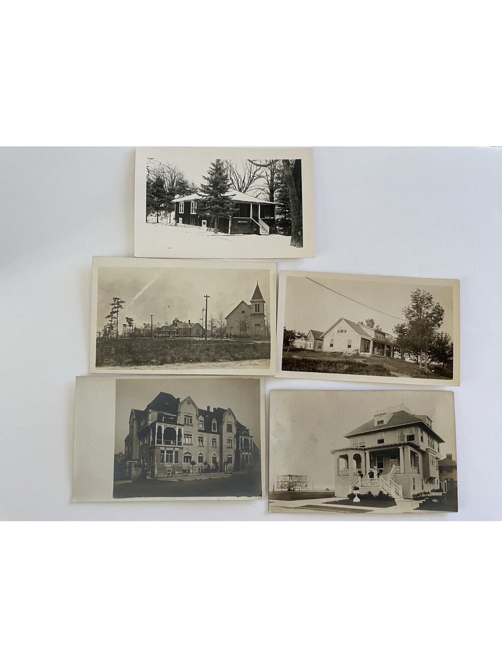 Real Photo Postcard Lot Of 4 Unposted Lot Of RPPC Postcards Houses And 1 Photo